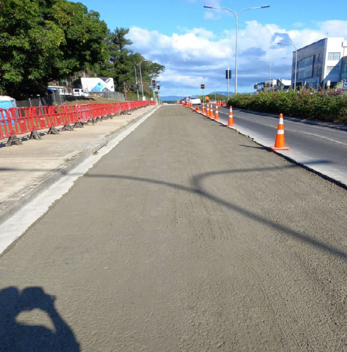 Stabilised base at Queens Road, N2, ready for asphalt